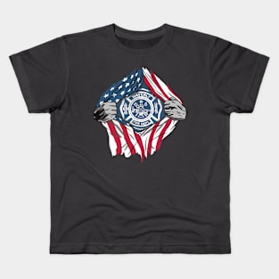 4th of July Firefighter Freedom Kids T-Shirt